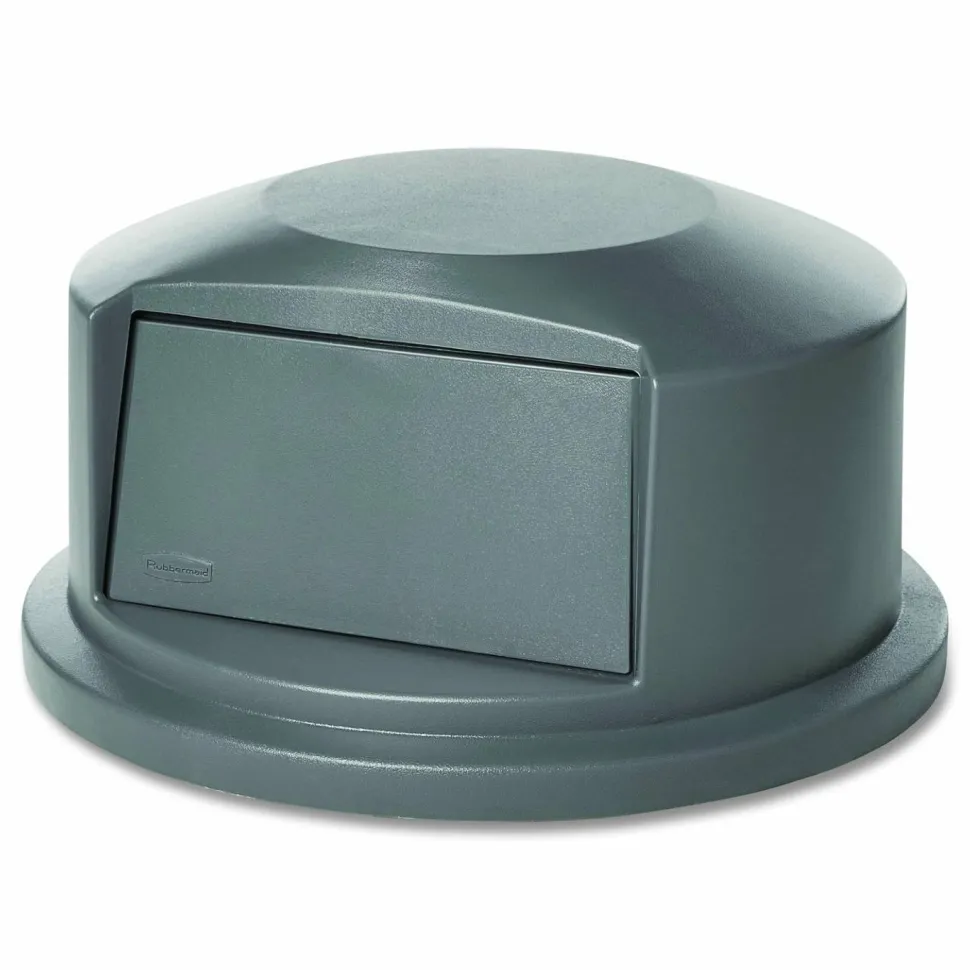 Rubbermaid Commercial Round BRUTE Dome Top Receptacle, Push Door for 44 gal Containers, 24.81" Diameter x 12.63h, Gray