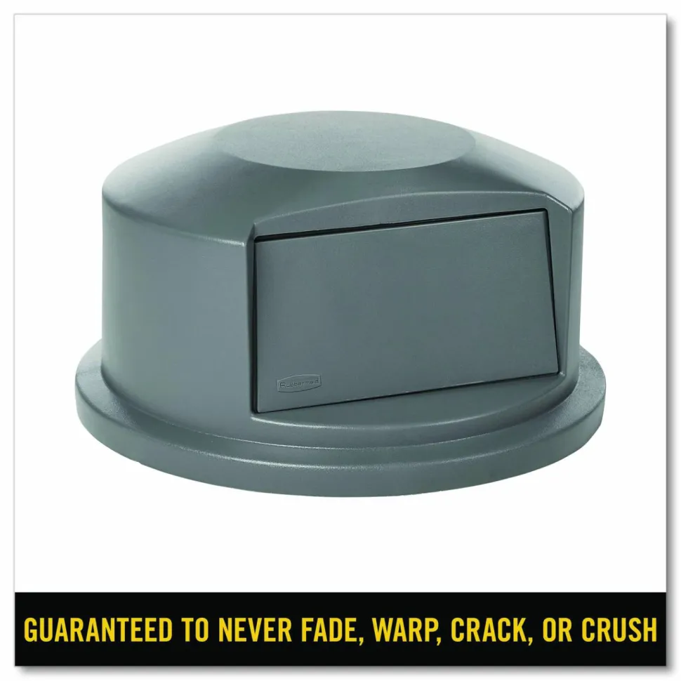 Rubbermaid Commercial Round BRUTE Dome Top Receptacle, Push Door for 44 gal Containers, 24.81" Diameter x 12.63h, Gray