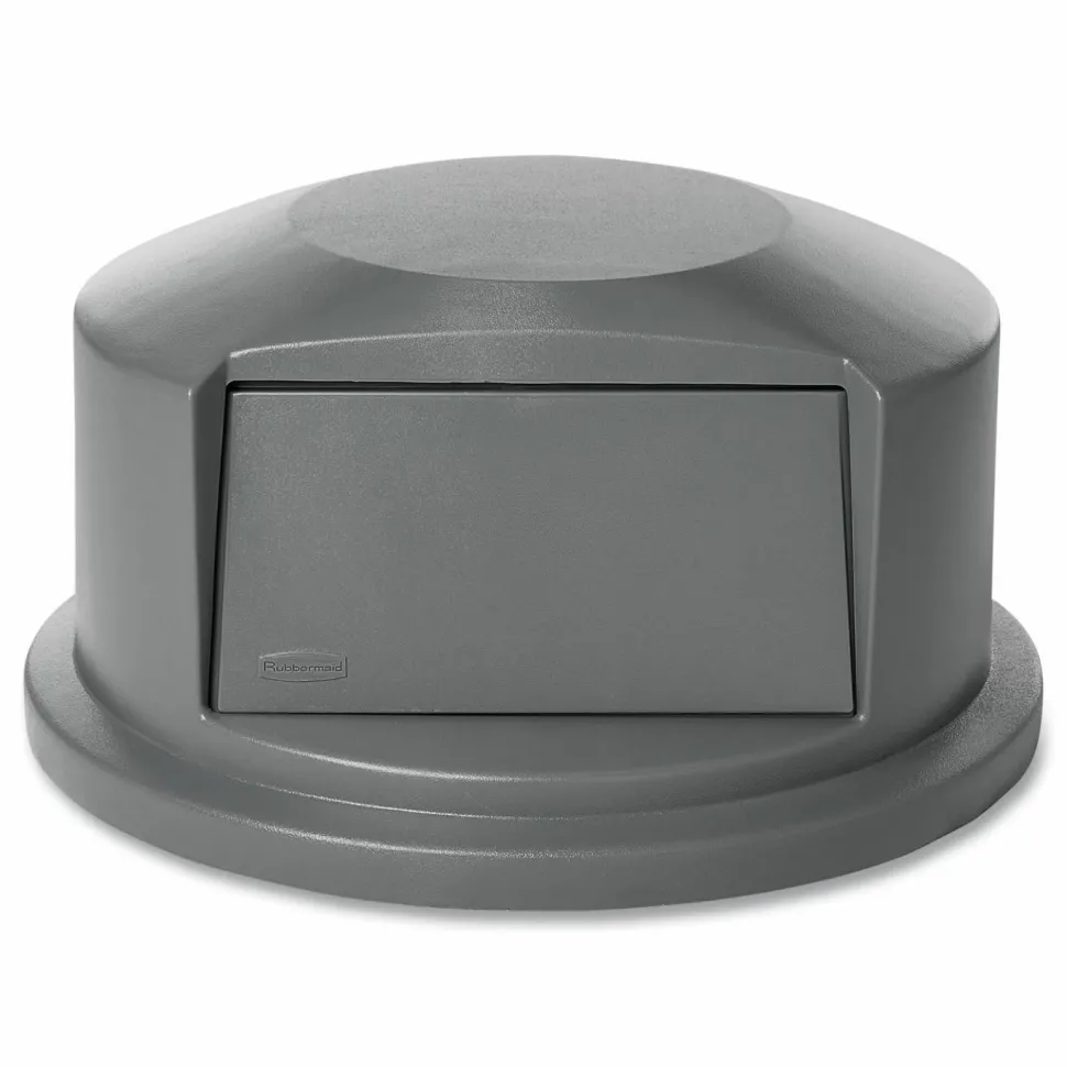 Rubbermaid Commercial Round BRUTE Dome Top Receptacle, Push Door for 44 gal Containers, 24.81" Diameter x 12.63h, Gray