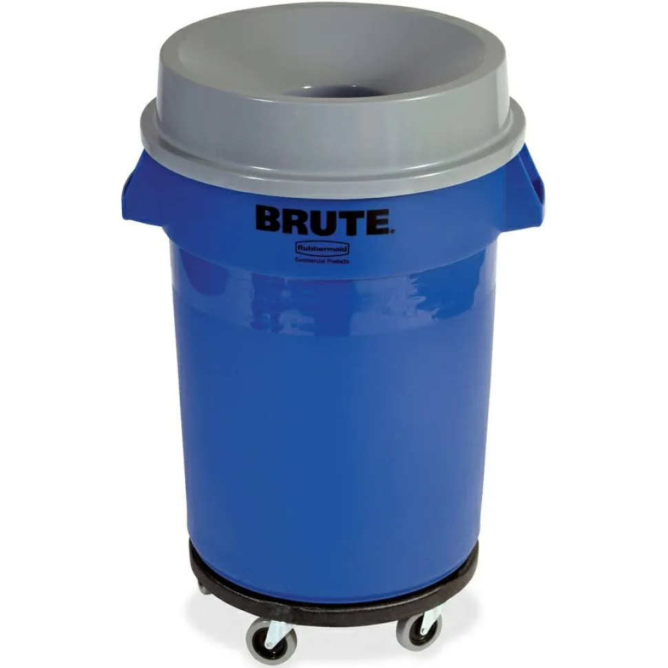 Rubbermaid Commercial Round BRUTE Funnel Top Receptacle, For 32-Gallon Containers, 22.38" Diameter x 5h, Gray
