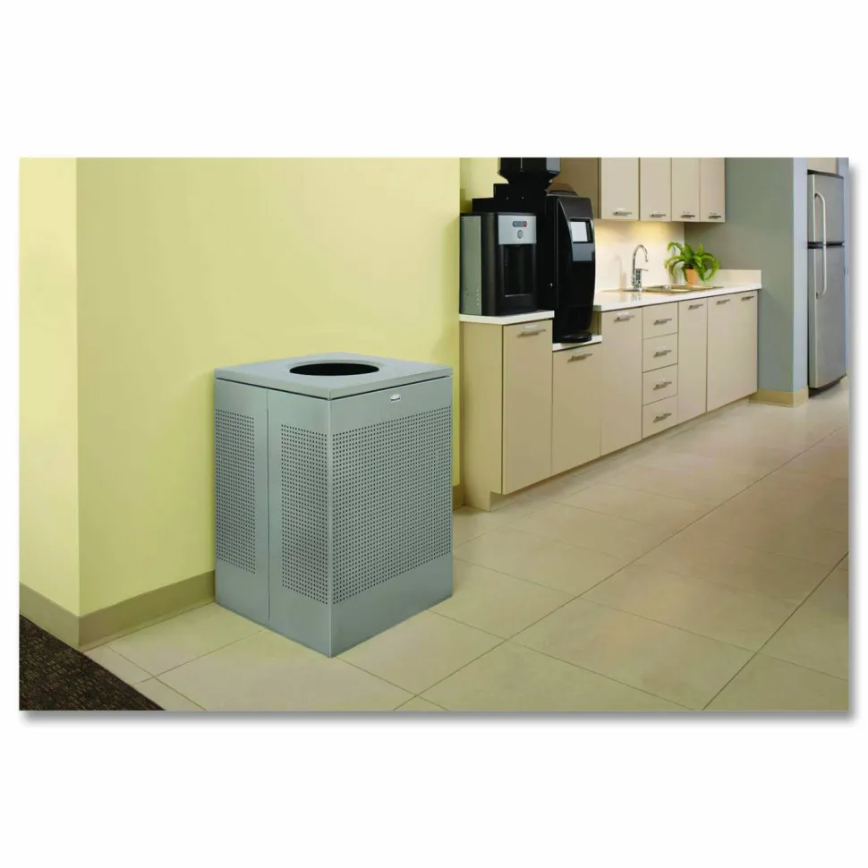 Rubbermaid Commercial Silhouettes 20G Waste Container - 20 gal Capacity - Square - Perforated, Fire-Safe, Durable - SC18EPLSM