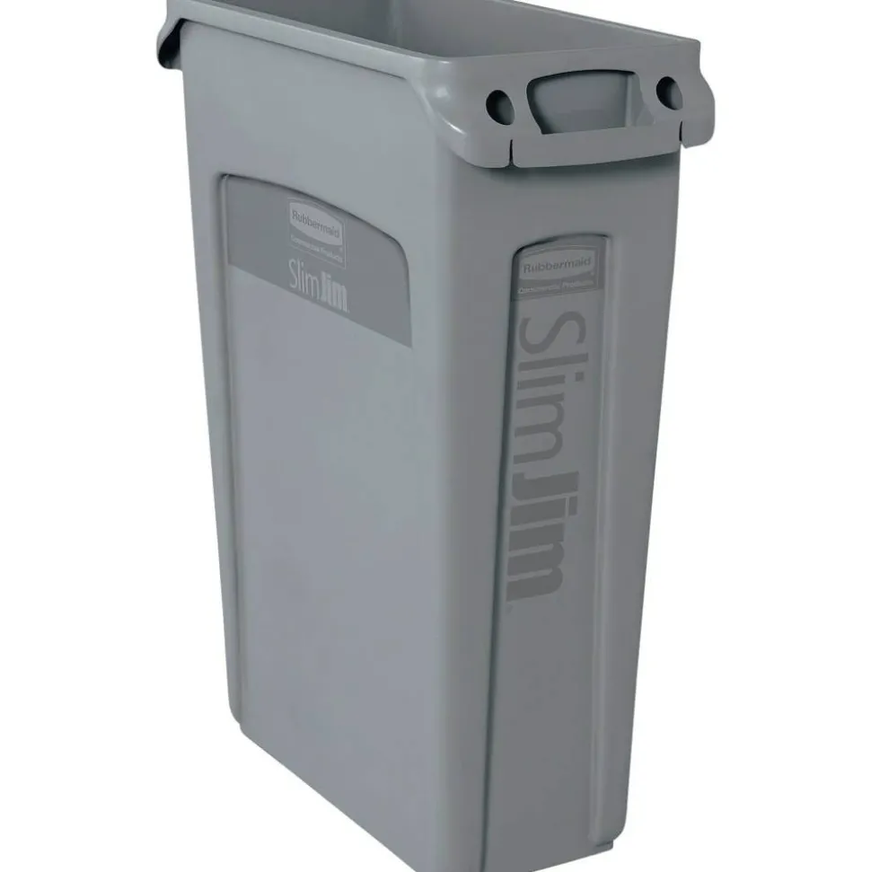 Rubbermaid Commercial Slim Jim 23-Gallon Vented Waste Containers - 23 gal Capacity - Rectangular - Durable, Handle - 354060GYCT
