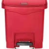 Rubbermaid Commercial Slim Jim Streamline Resin Step-On Container, Front Step Style, 4 gal, Polyethylene, Red