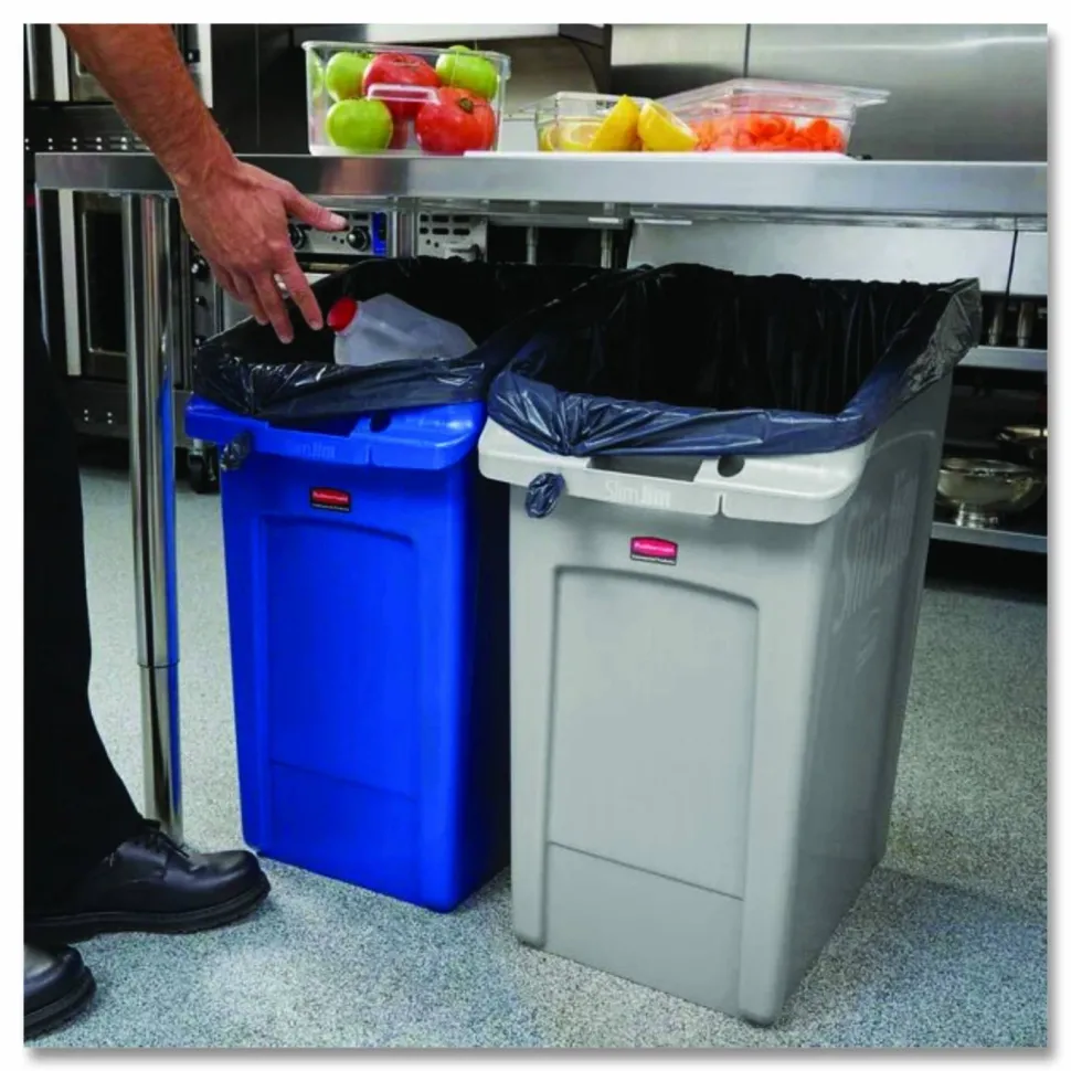 Rubbermaid Commercial Slim Jim Under-Counter Container, 23 gal, Polyethylene, Gray