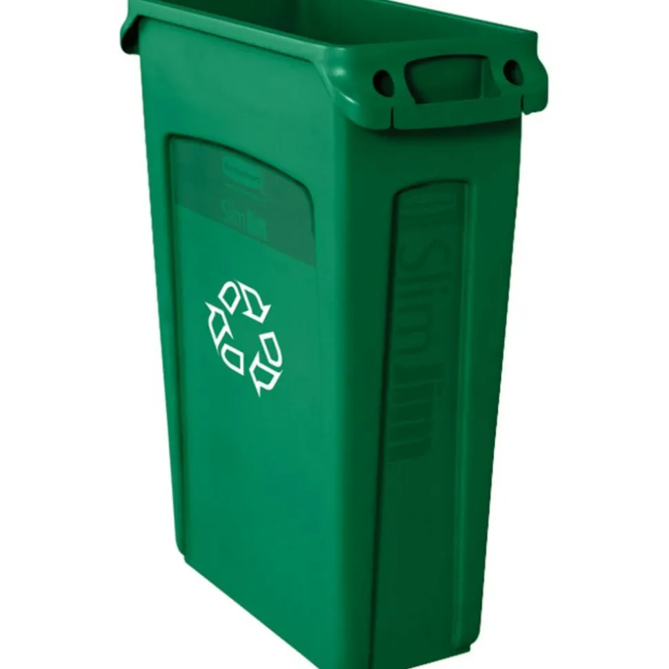 Rubbermaid Commercial Slim Jim Waste Receptacle, 23 Gallons, Green