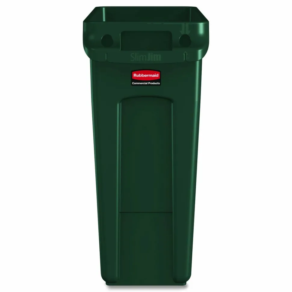 Rubbermaid Commercial Slim Jim Waste Receptacle, 23 Gallons, Green