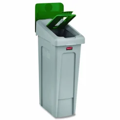 Rubbermaid Commercial Slim Jim Recycling Station Kit, 1-Stream Paper, 23 gal, Plastic, Green/Gray