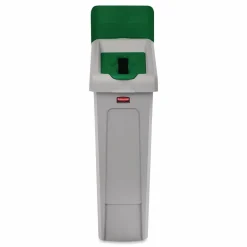 Rubbermaid Commercial Slim Jim Recycling Station Kit, 1-Stream Paper, 23 gal, Plastic, Green/Gray
