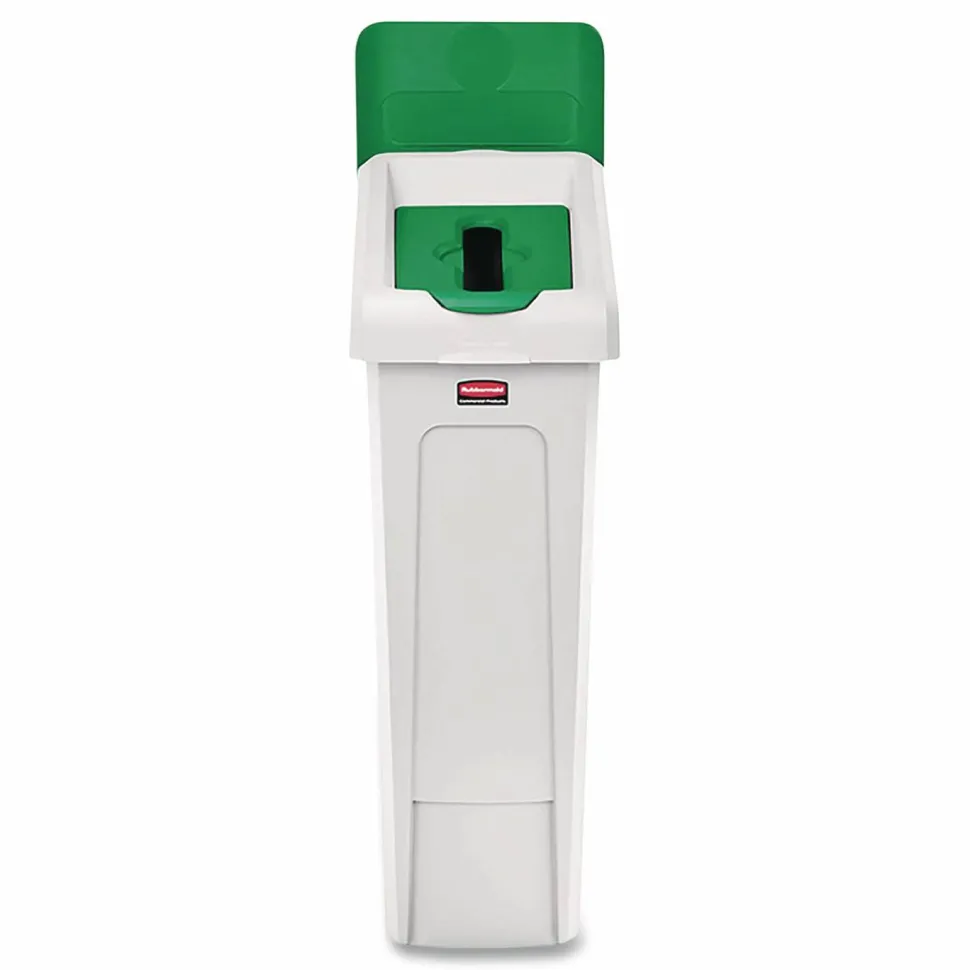 Rubbermaid Commercial Slim Jim Recycling Station Kit, 1-Stream Paper, 23 gal, Plastic, Green/Gray
