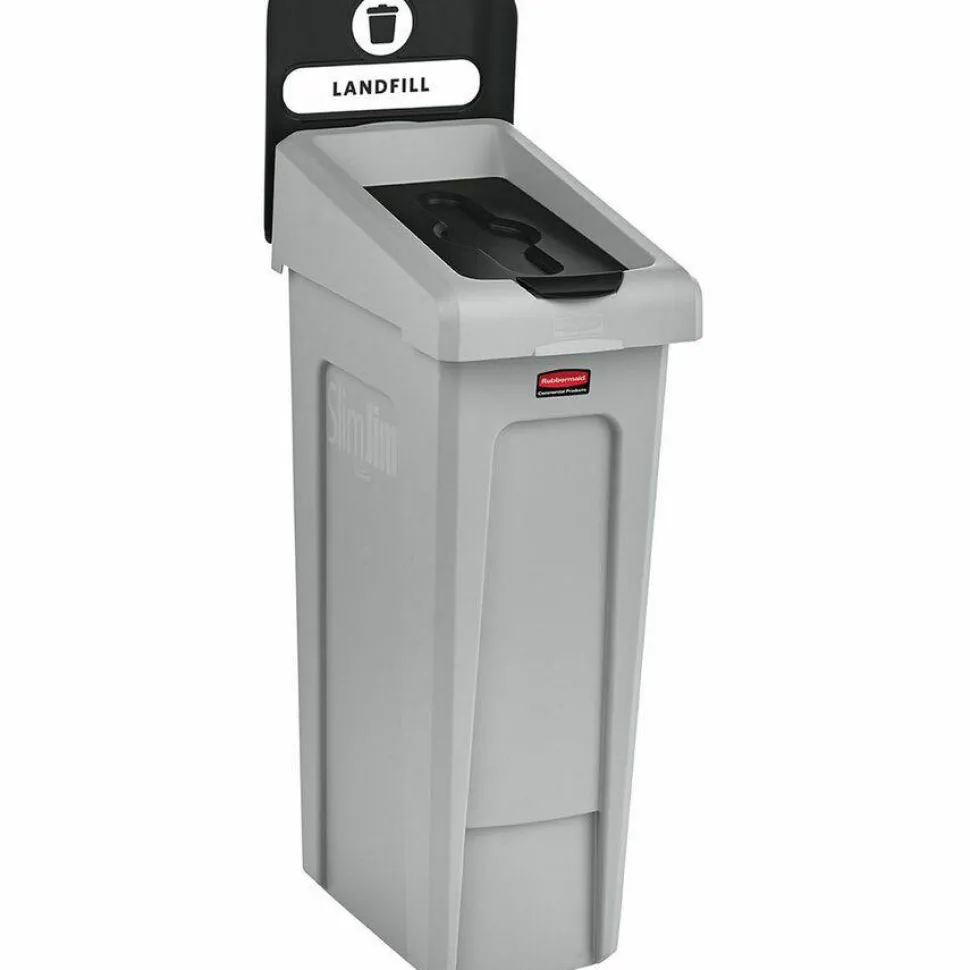 Rubbermaid Commercial Slim Jim Recycling Station 1-Stream Landfill, 23 Gal