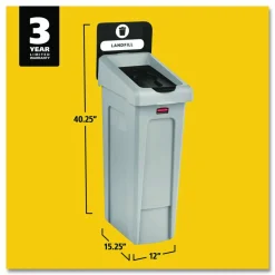 Rubbermaid Commercial Slim Jim Recycling Station 1-Stream Landfill, 23 Gal