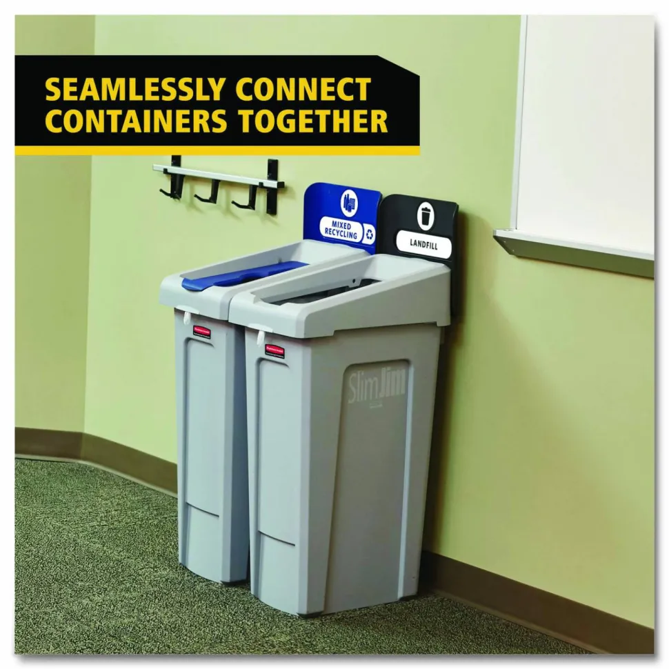 Rubbermaid Commercial Slim Jim Recycling Station 1-Stream Landfill, 23 Gal