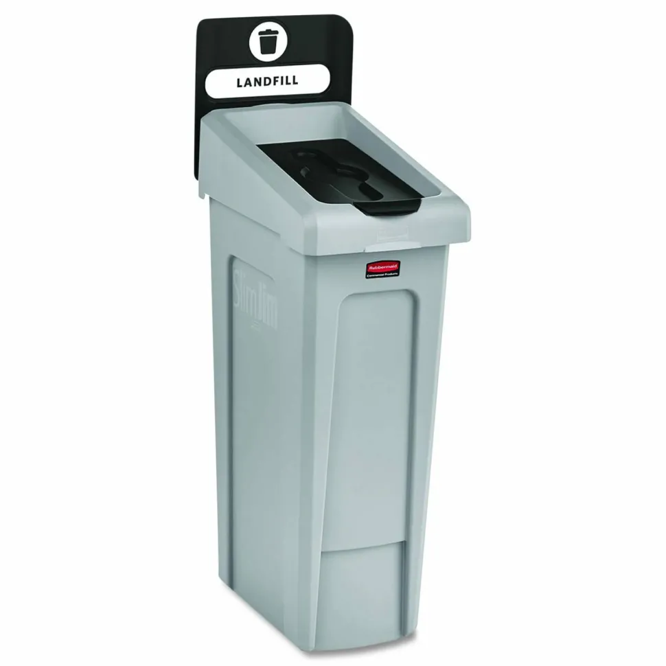 Rubbermaid Commercial Slim Jim Recycling Station 1-Stream Landfill, 23 Gal