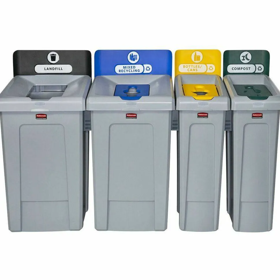 Rubbermaid Commercial Slim Jim Recycling Station 1-Stream Compost, 23 Gal