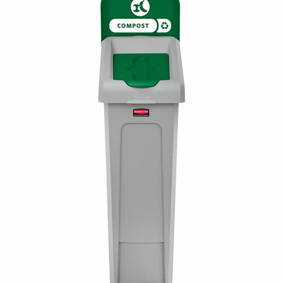 Rubbermaid Commercial Slim Jim Recycling Station 1-Stream Compost, 23 Gal