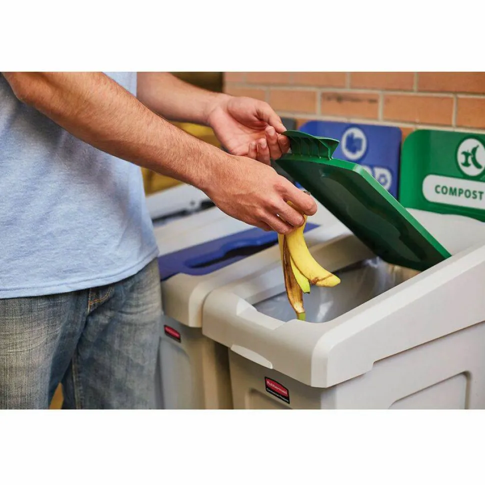 Rubbermaid Commercial Slim Jim Recycling Station 1-Stream Compost, 23 Gal