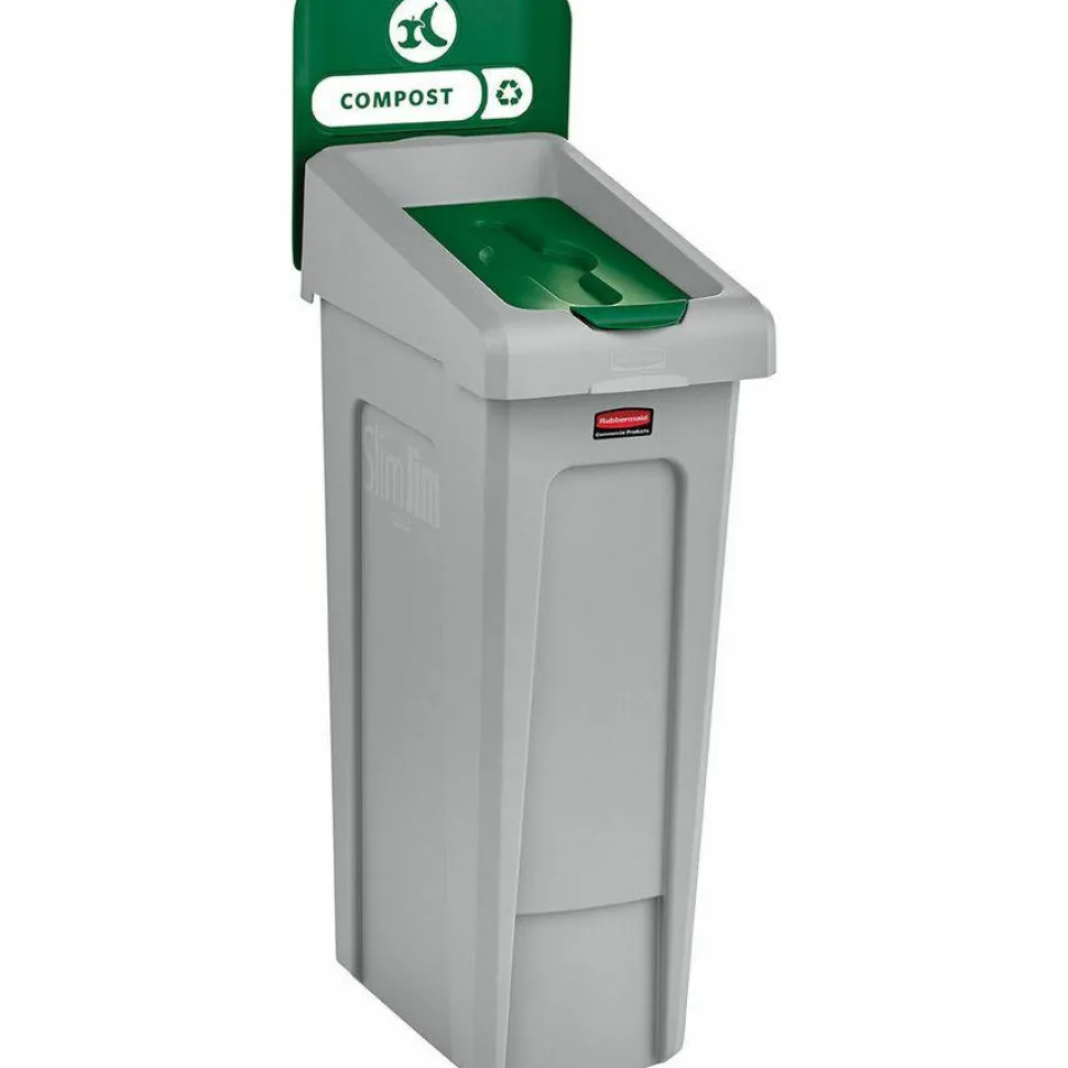 Rubbermaid Commercial Slim Jim Recycling Station 1-Stream Compost, 23 Gal