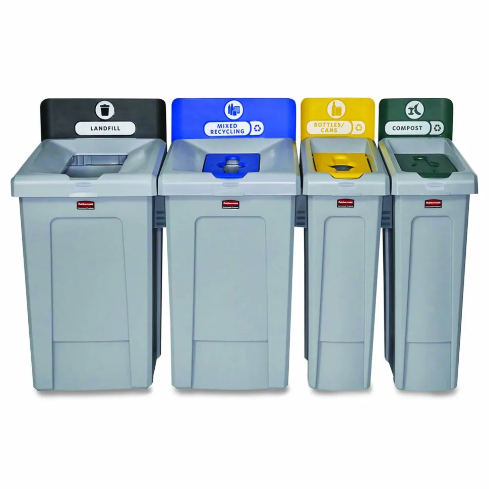 Rubbermaid Commercial Slim Jim Recycling Station 1-Stream Compost, 23 Gal