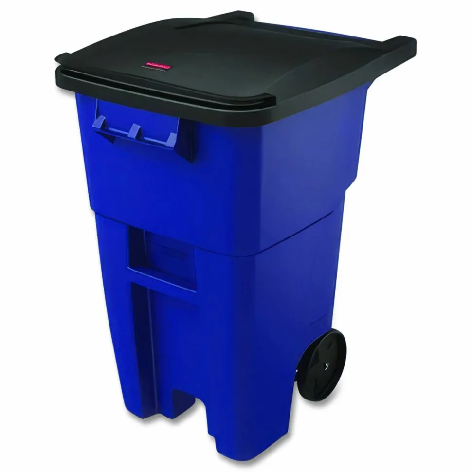 Rubbermaid Commercial Square Brute Rollout Container, 50 gal, Molded Plastic, Blue