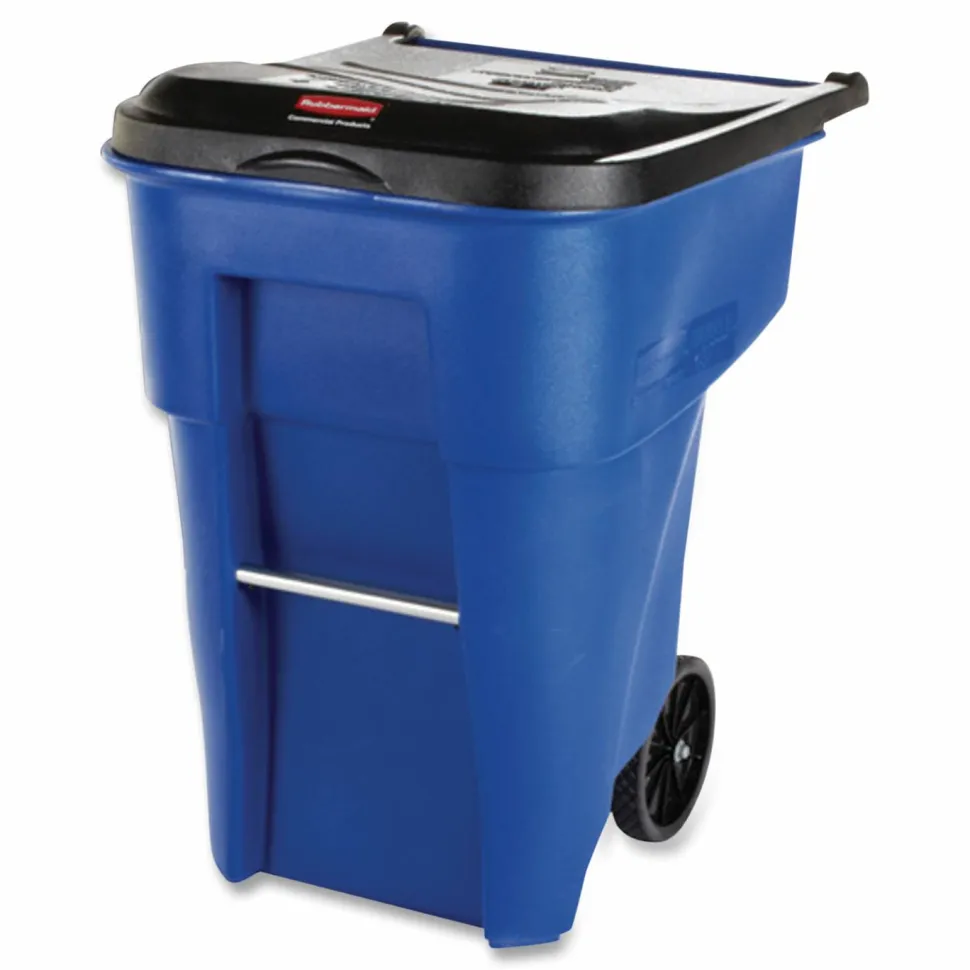 Rubbermaid Commercial Square Brute Rollout Container, 50 gal, Molded Plastic, Blue