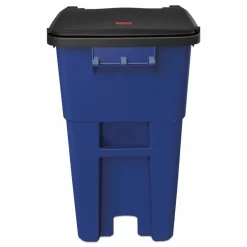 Rubbermaid Commercial Square Brute Rollout Container, 50 gal, Molded Plastic, Blue