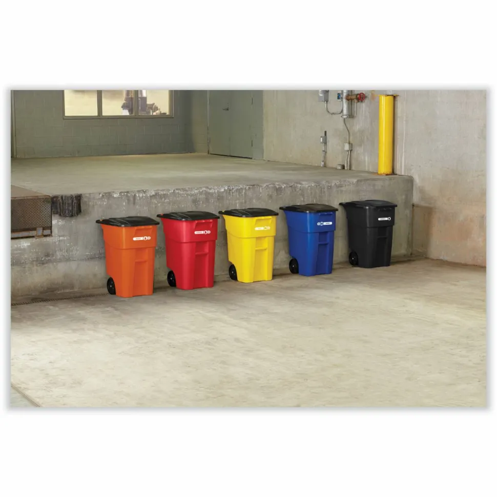 Rubbermaid Commercial Square Brute Rollout Container, 50 gal, Molded Plastic, Blue