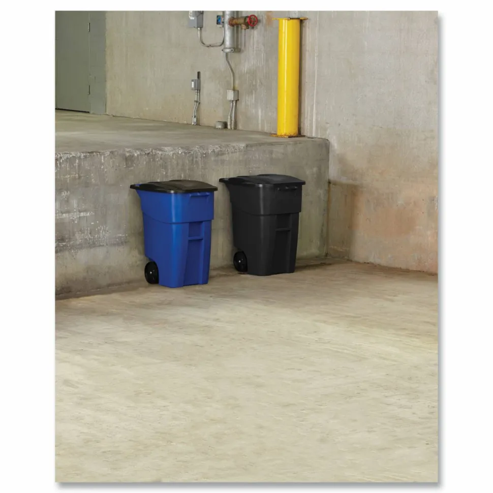 Rubbermaid Commercial Square Brute Rollout Container, 50 gal, Molded Plastic, Blue