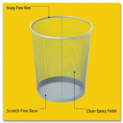 Rubbermaid Commercial Steel Mesh Wastebasket, 5 gal, Steel Mesh, Silver