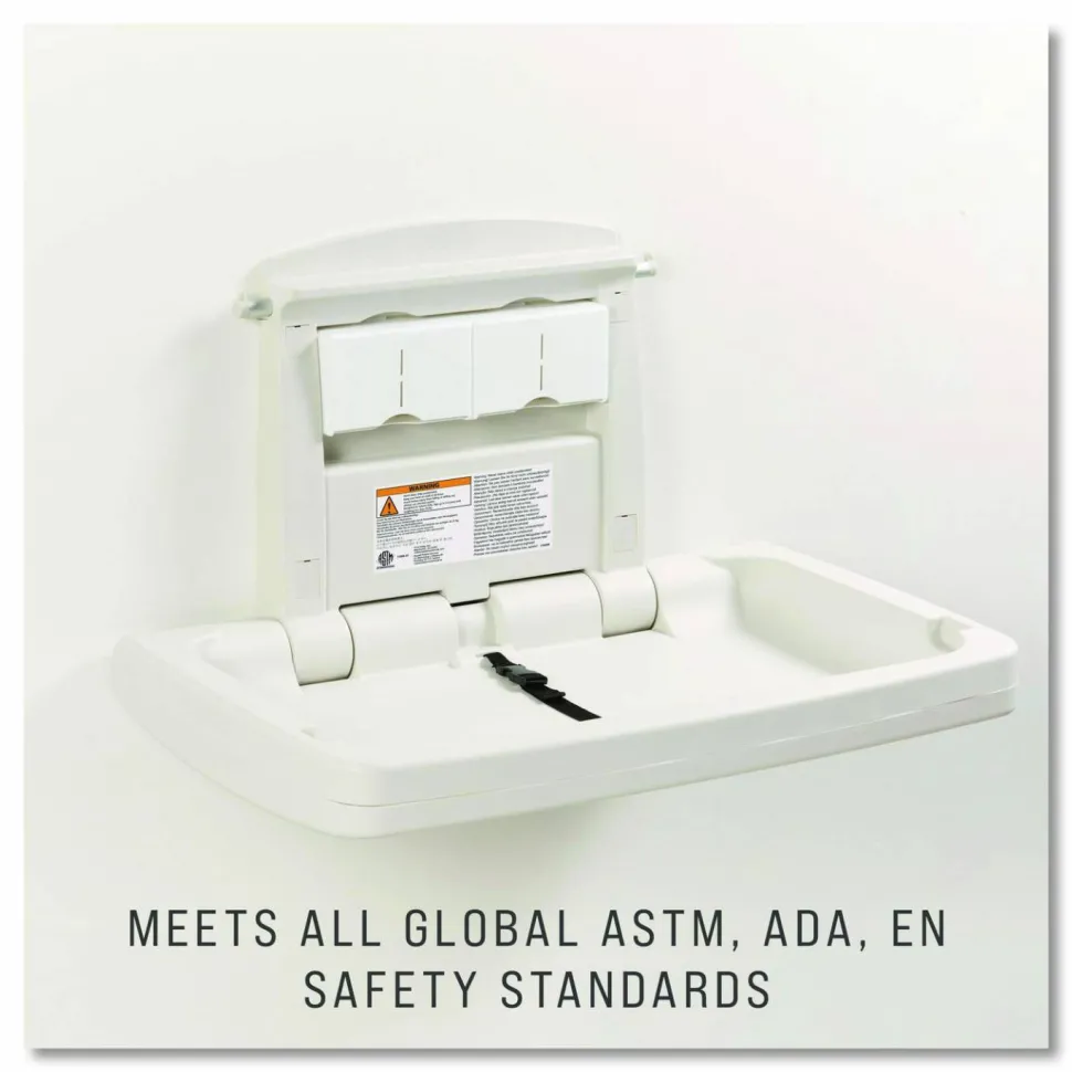Rubbermaid Commercial Sturdy Station 2 Baby Changing Table, 33.5 x 21.5, Platinum