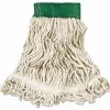 Rubbermaid Commercial Super Stitch Looped-End Wet Mop Head, Cotton/Synthetic, Medium, Green/White
