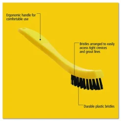 Rubbermaid Commercial Synthetic-Fill Tile and Grout Brush, Black Plastic Bristles, 2.5" Brush, 8.5" Yellow Plastic Handle