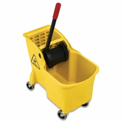 Rubbermaid Commercial Tandem 31-Quart Bucket/Wringer Combo, Reverse, 31 qt, Yellow