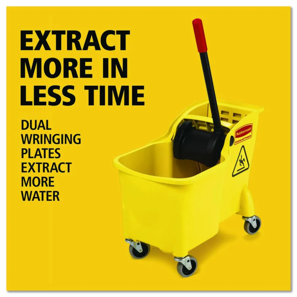 Rubbermaid Commercial Tandem 31-Quart Bucket/Wringer Combo, Reverse, 31 qt, Yellow