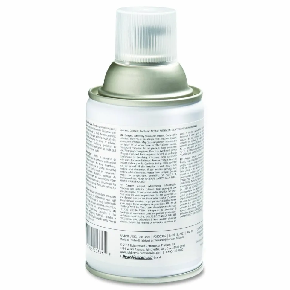 Rubbermaid Commercial TC Microburst 9000 Air Freshener Refill, Linen Fresh, 5.3 oz Aerosol Spray, 4/Carton