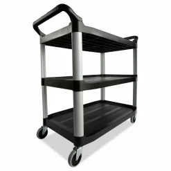 Rubbermaid Commercial Three-Shelf Service Cart, Plastic, 3 Shelves, 200 lb Capacity, 18.63