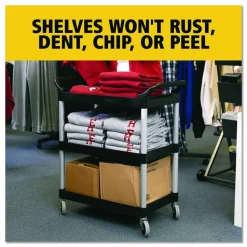 Rubbermaid Commercial Three-Shelf Service Cart, Plastic, 3 Shelves, 200 lb Capacity, 18.63