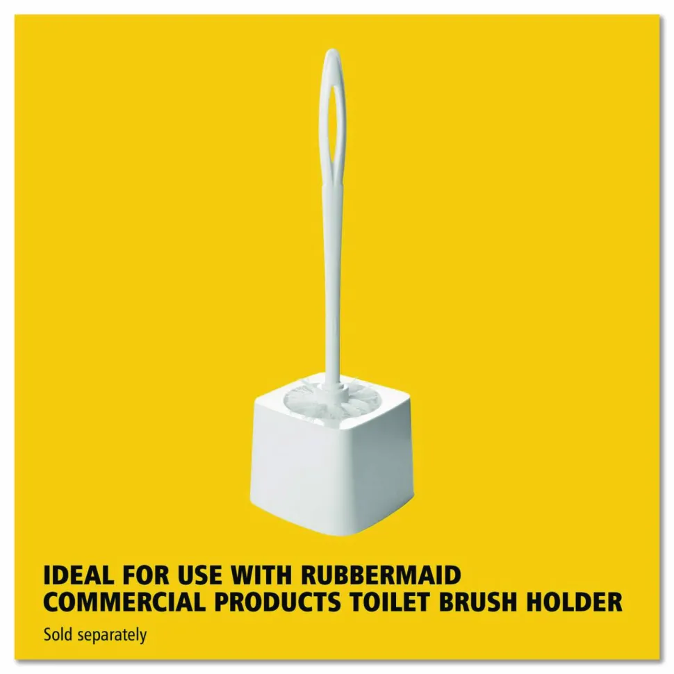 Rubbermaid Commercial Toilet Bowl Brush - Polypropylene Bristle - 1.13" Brush Face - 15" Overall Length - Plastic Handle - White - 24 / Carton
