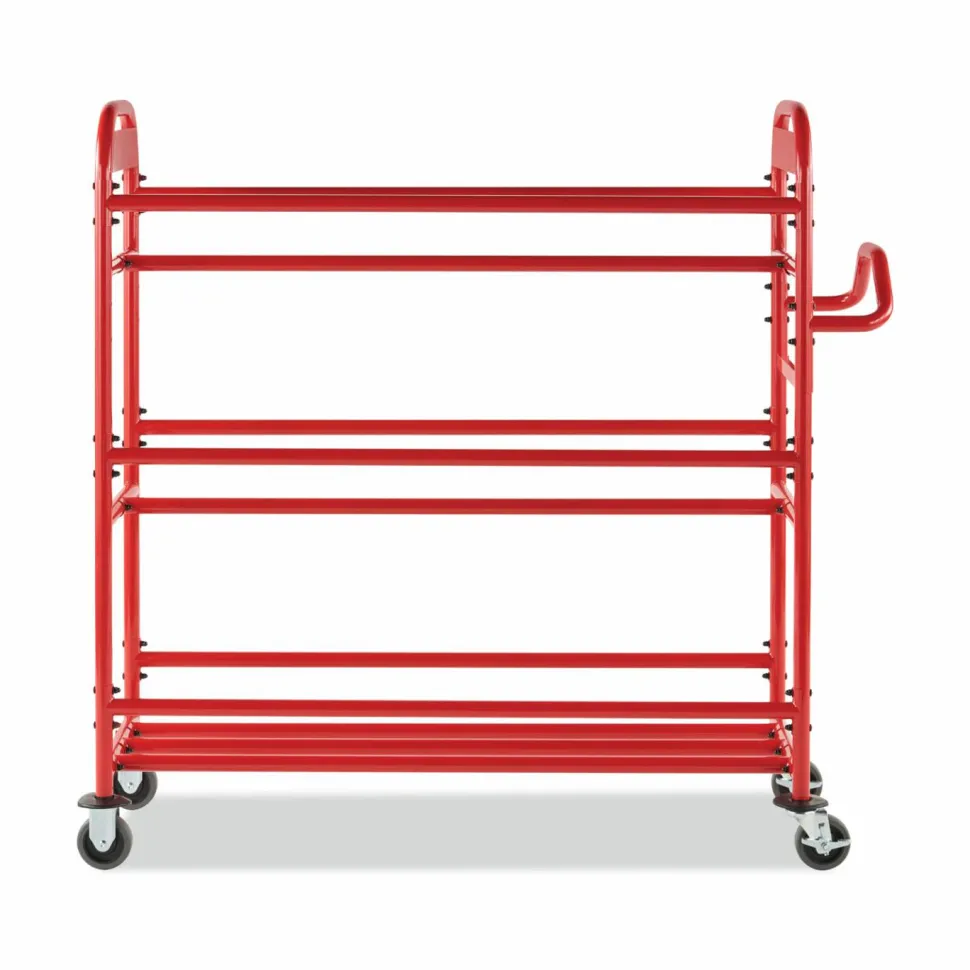 Rubbermaid Commercial Tote Picking Cart, Metal, 3 Shelves, 450 lb Capacity, 57" x 18.5" x 55", Red