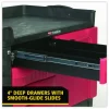 Rubbermaid Commercial TradeMaster Cart with One Door, Plastic, 3 Shelves, 4 Drawers, 750 lb Capacity, 26.25" x 49" x 38", Black
