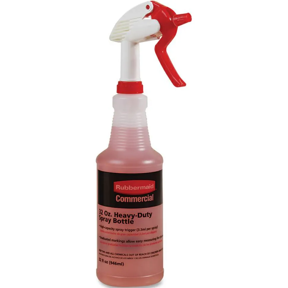 Rubbermaid Commercial Trigger Spray Bottle, Suitable For Cleaning, Heavy Duty, 9.6"H x 3.4"W, Clear