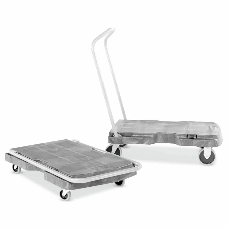 Rubbermaid Commercial Triple Trolley Platform Truck with Angled-Loop Handle, 500 lb Capacity, 20.5 x 32.5 x 35, Black