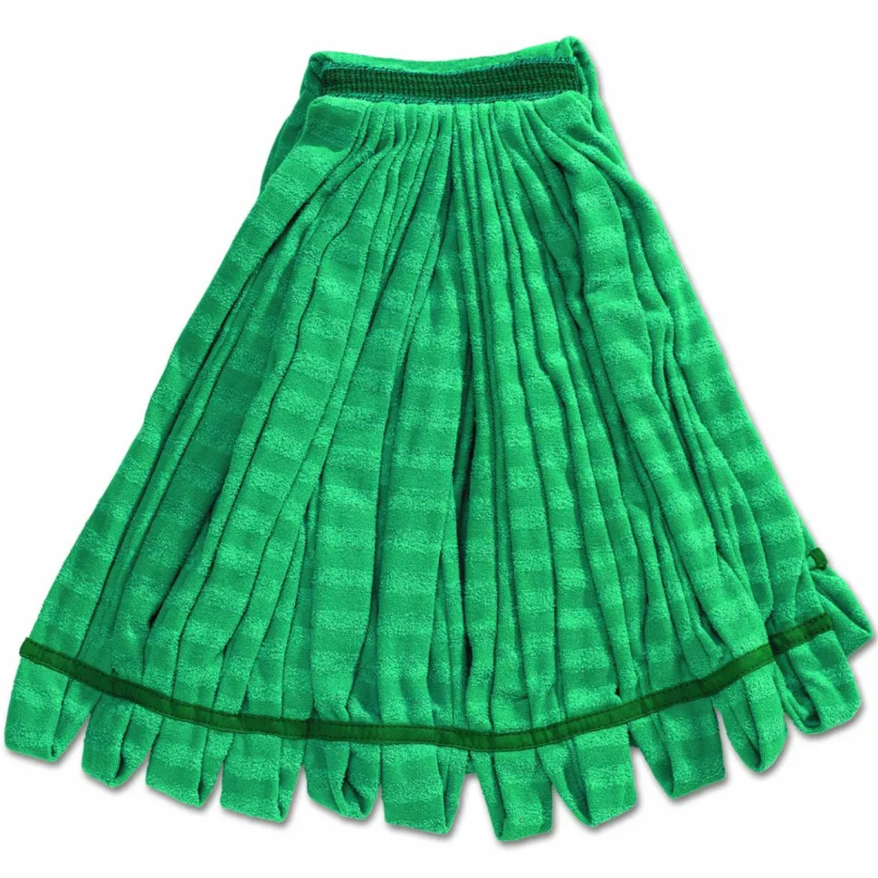Rubbermaid Commercial Tube Mop, Microfiber, Green, Medium, 5" Green Headband, 6/Carton