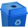 Rubbermaid Commercial Untouchable Bottle and Can Recycling Top, Round Opening, 20.13w x 20.13d x 6.25h, Blue