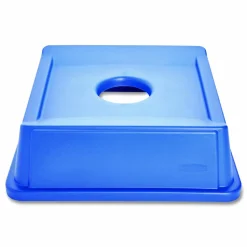 Rubbermaid Commercial Untouchable Bottle and Can Recycling Top, Round Opening, 20.13w x 20.13d x 6.25h, Blue