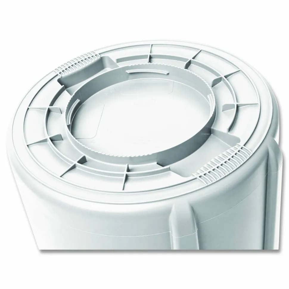 Rubbermaid Commercial Vented Round Brute Container, 10 gal, Plastic, White