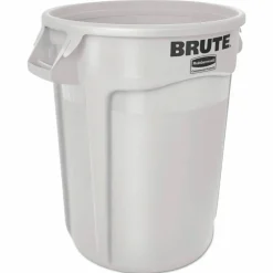 Rubbermaid Commercial Vented Round Brute Container, 10 gal, Plastic, White