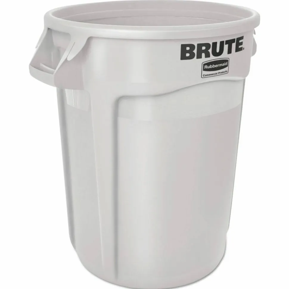 Rubbermaid Commercial Vented Round Brute Container, 10 gal, Plastic, White