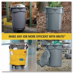 Rubbermaid Commercial Vented Round Brute Container, 32 gal, Plastic, Yellow