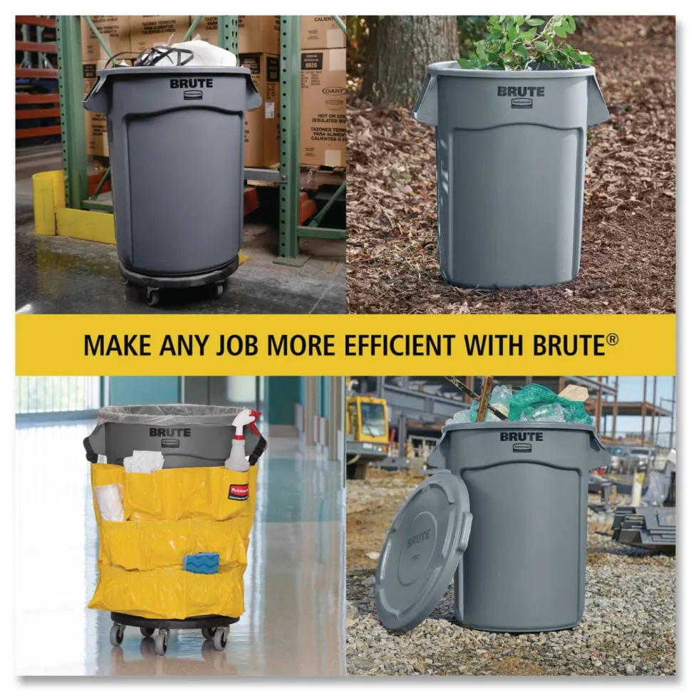 Rubbermaid Commercial Vented Round Brute Container, 32 gal, Plastic, Yellow