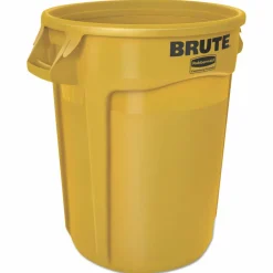 Rubbermaid Commercial Vented Round Brute Container, 32 gal, Plastic, Yellow